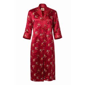 Peony Brand Red Silk Brocade Cheongsam Robe Size 42 Shanghai China
